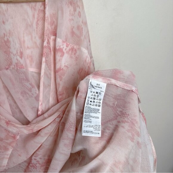 Allsaints Womens 4 Snake Print Wrap Sheer Pink Blouse - Picture 11 of 14